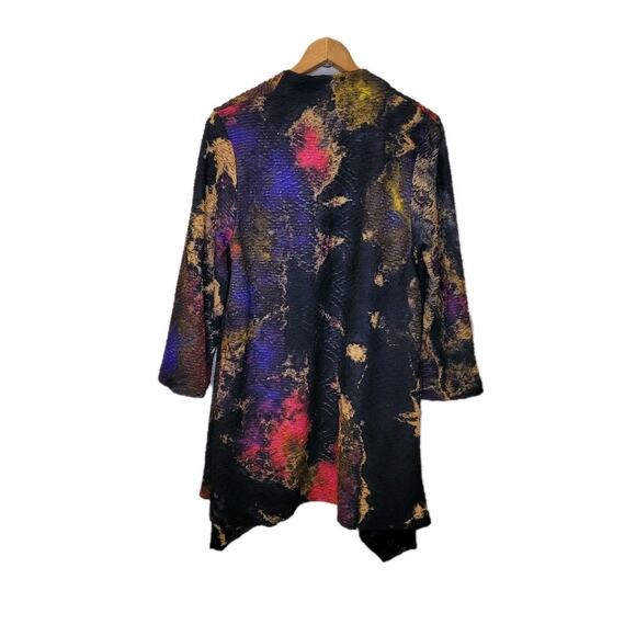 Caroline Rose Womens Multicolor Printed Textured Open Cardigan Size Medium Boho - Picture 8 of 10